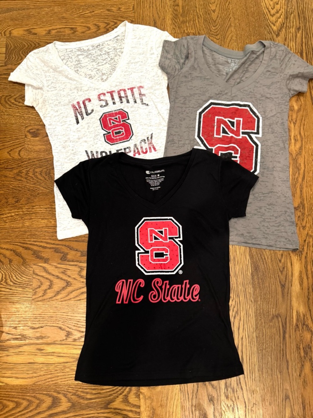 NC State NCSU V-Neck 3 Short Sleeve Tees Official Wolfpack Logo Feminine Cut